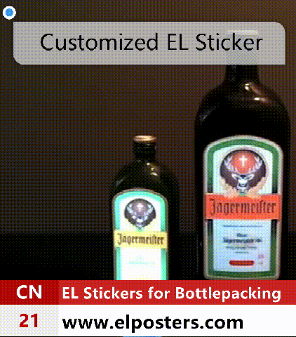 EL customized Sticker, customized EL sticker on alchol bottles