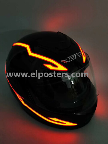 EL helmets, animation helmets, EL flash helmets, electroluminiscent tape animation on helmet