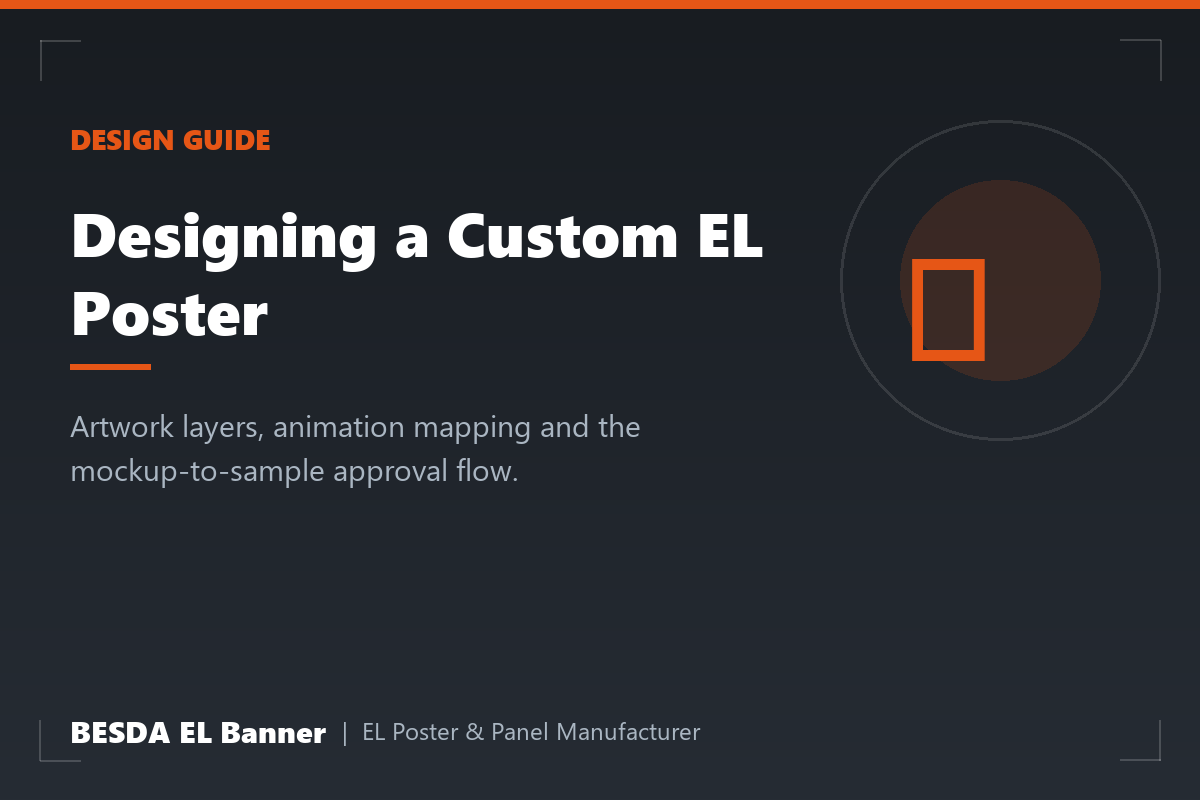 Animated custom EL poster with multi-zone glow sequence